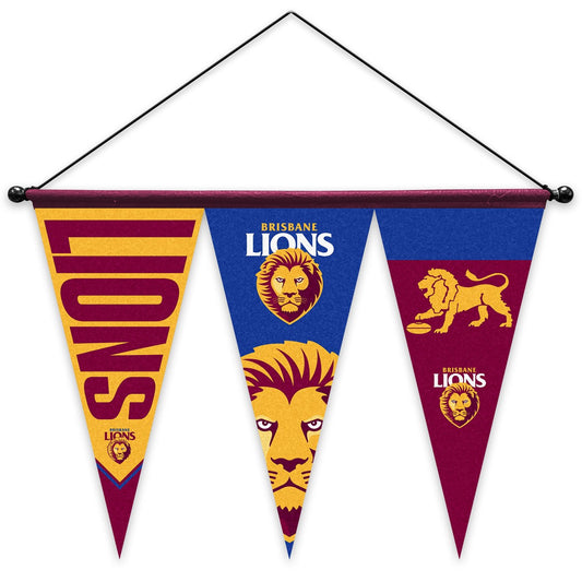 AFL FELT MULTI PENNANT WITH HANGER - SET OF 3 - BRISBANE LIONS