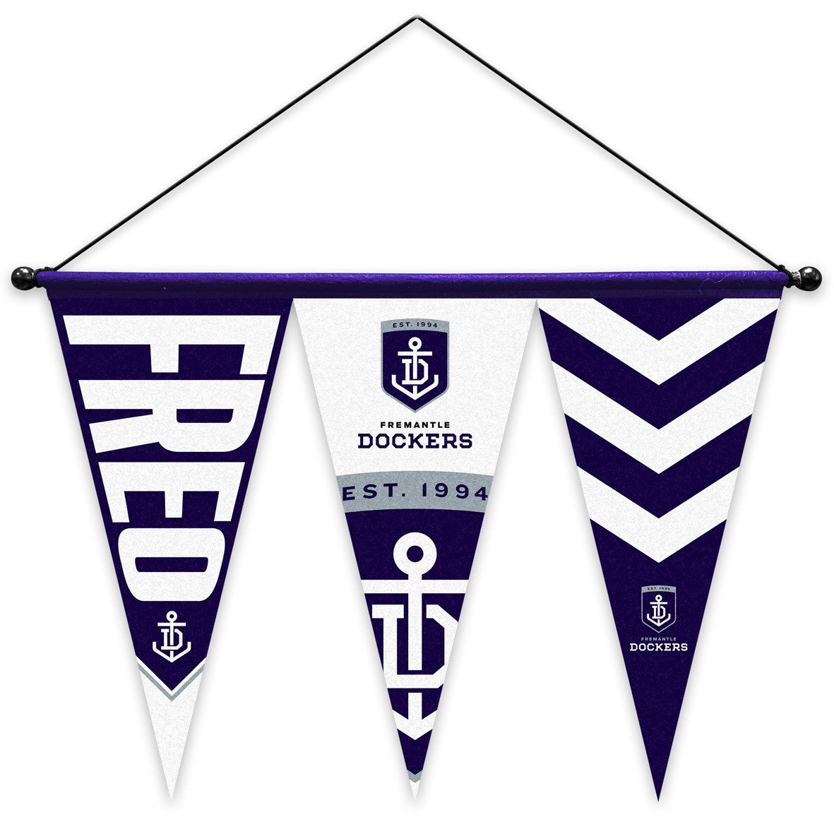 AFL FELT MULTI PENNANT WITH HANGER - SET OF 3 - FREMANTLE DOCKERS