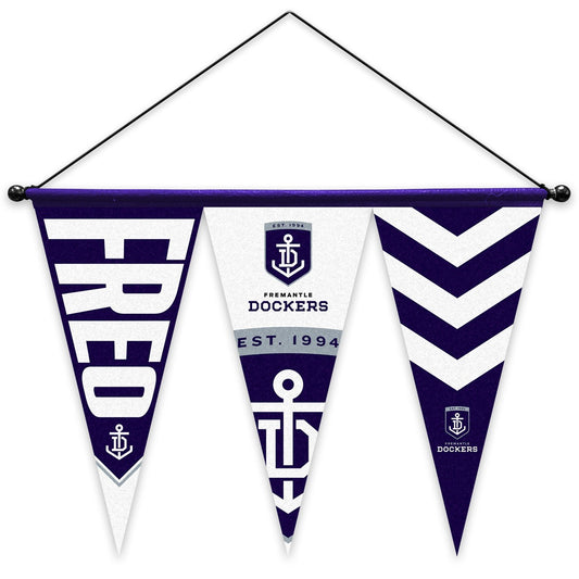 AFL FELT MULTI PENNANT WITH HANGER - SET OF 3 - FREMANTLE DOCKERS