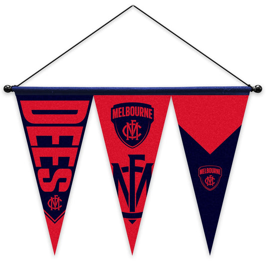 AFL FELT MULTI PENNANT WITH HANGER - SET OF 3 - MELBOURNE DEMONS