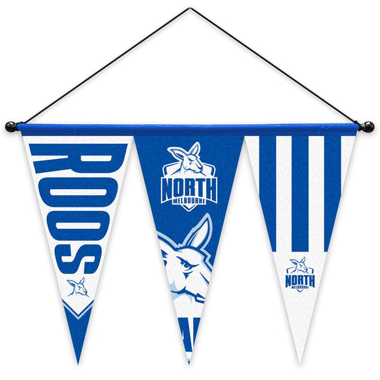 AFL FELT MULTI PENNANT WITH HANGER - SET OF 3 - NORTH MELBOURNE KANGAROOS