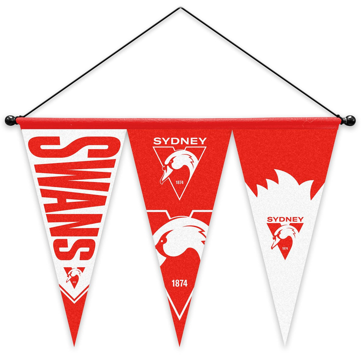 AFL FELT MULTI PENNANT WITH HANGER - SET OF 3 - SYDNEY SWANS