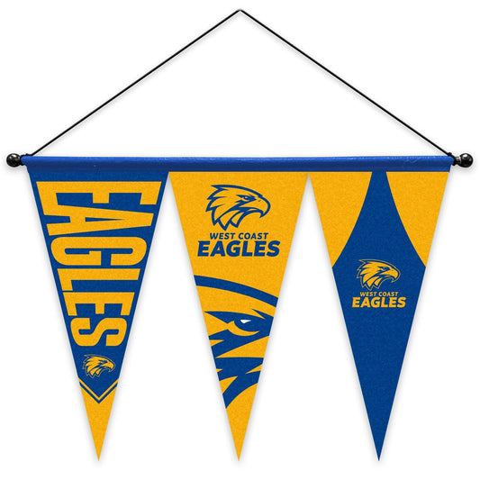 AFL FELT MULTI PENNANT WITH HANGER - SET OF 3 - WEST COAST EAGLES