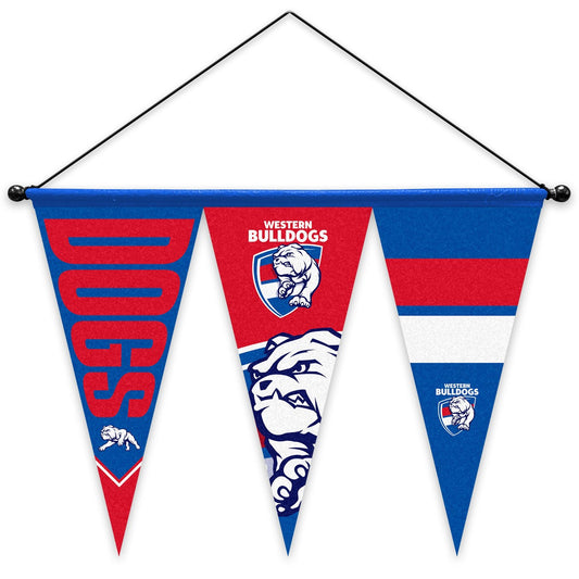 AFL FELT MULTI PENNANT WITH HANGER - SET OF 3 - WESTERN BULLDOGS