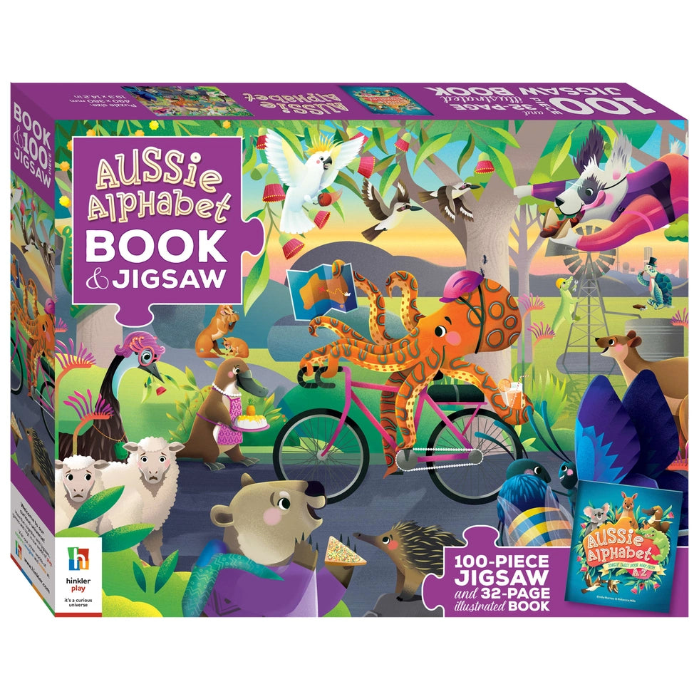 HINKLER AUSSIE ALPHABET BOOK & JIGSAW PUZZLE - 100 PIECES