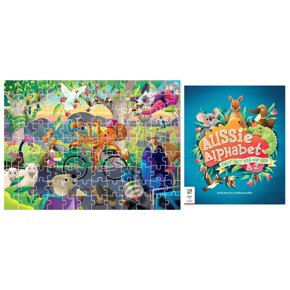 HINKLER AUSSIE ALPHABET BOOK & JIGSAW PUZZLE - 100 PIECES