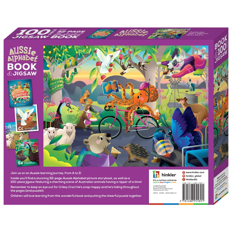 HINKLER AUSSIE ALPHABET BOOK & JIGSAW PUZZLE - 100 PIECES