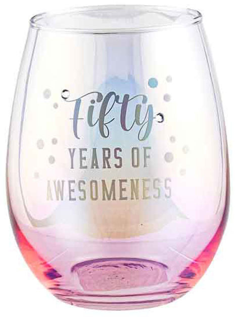 50TH BIRTHDAY HOLOGRAPHIC STEMLESS GLASS 560ML