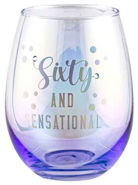 60TH BIRTHDAY HOLOGRAPHIC STEMLESS GLASS 560ML