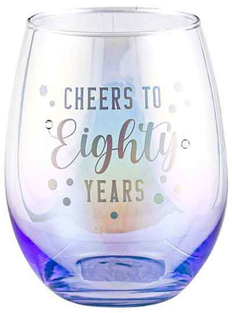 80TH BIRTHDAY HOLOGRAPHIC STEMLESS GLASS 560ML