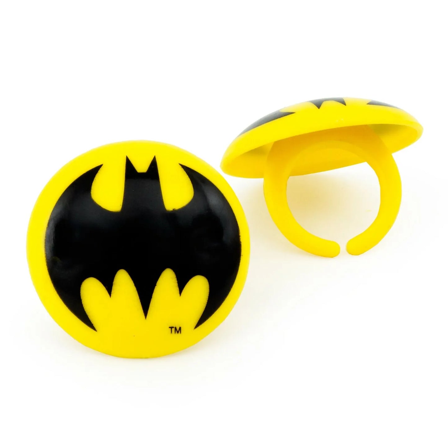 BATMAN YELLOW CUPCAKE RINGS - PACK OF 12