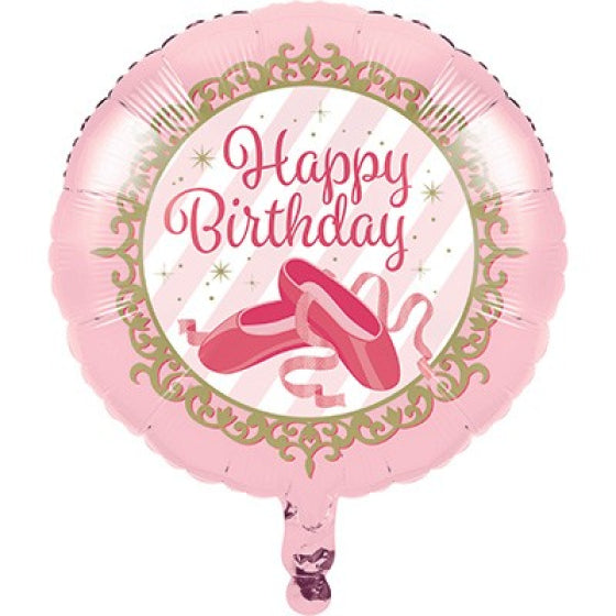 TWINKLE TOES HAPPY BIRTHDAY BALLET SLIPPERS FOIL BALLOON - 45.7CM