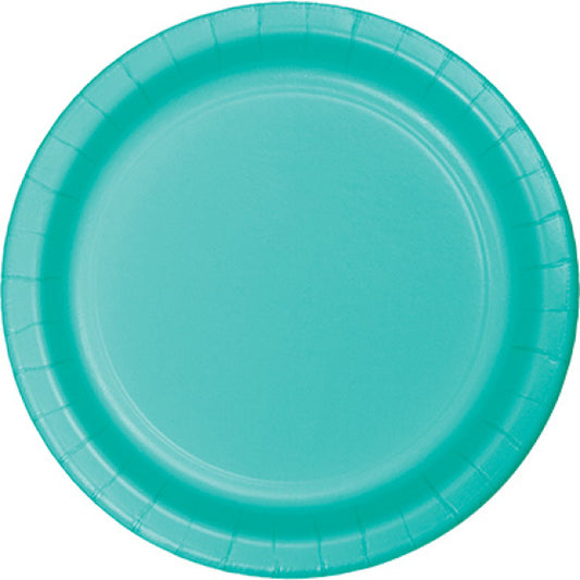 TEAL LAGOON ROUND PAPER PLATES 17.4CM - PACK OF 24