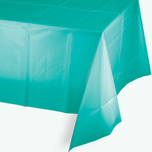 TEAL LAGOON PLASTIC TABLECOVER - 137CM X 274CM