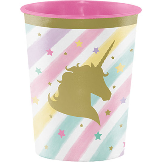 UNICORN SPARKLE PLASTIC FAVOUR CUP