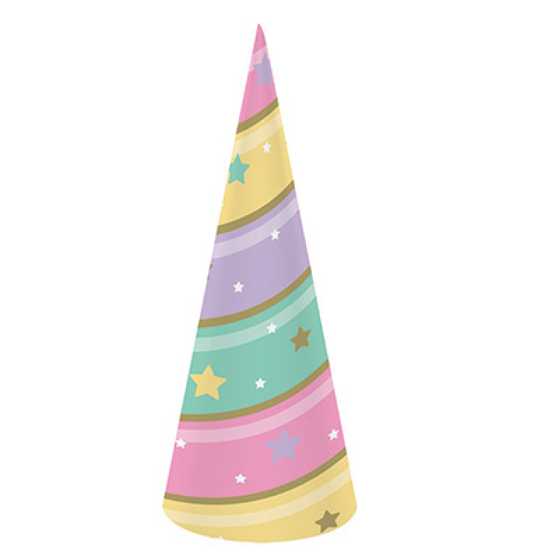 UNICORN SPARKLE HORN SHAPED PARTY HATS - PACK OF 8