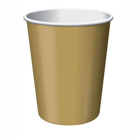 GLITTERING GOLD 266ML PAPER CUPS - PACK OF 24