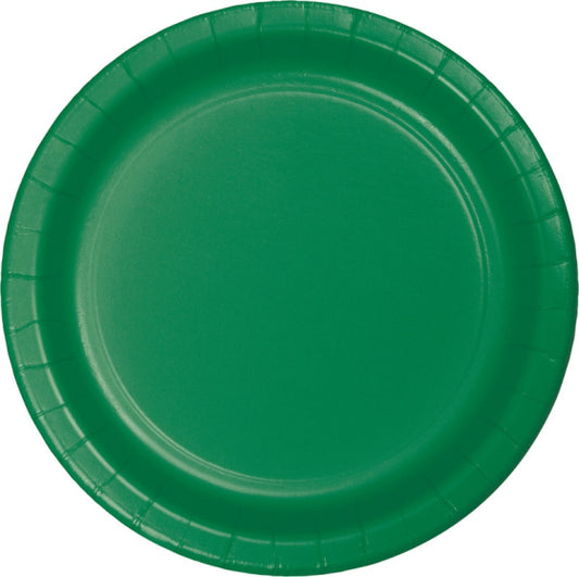 EMERALD GREEN ROUND PAPER PLATES 17.4CM - PACK OF 24