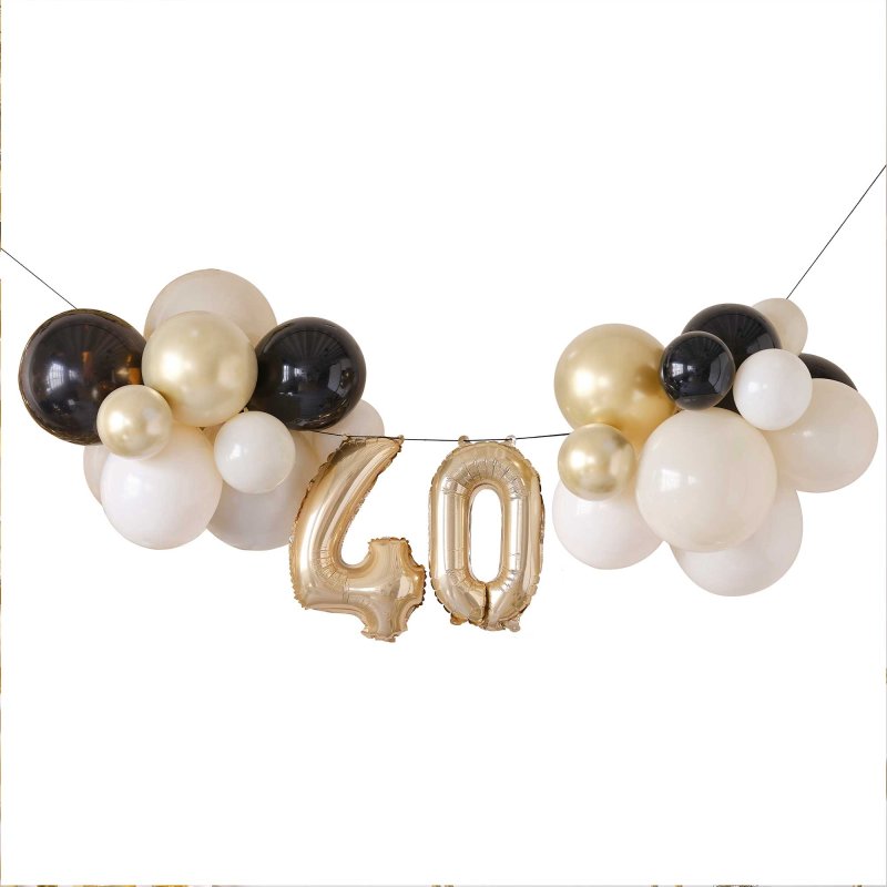 GINGER RAY CHAMPAGNE NOIR MILESTONE BALLOON BUNTING - 40TH BIRTHDAY