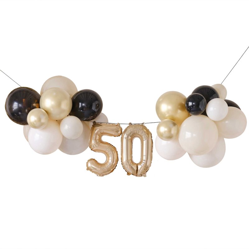 GINGER RAY CHAMPAGNE NOIR MILESTONE BALLOON BUNTING - 50TH BIRTHDAY