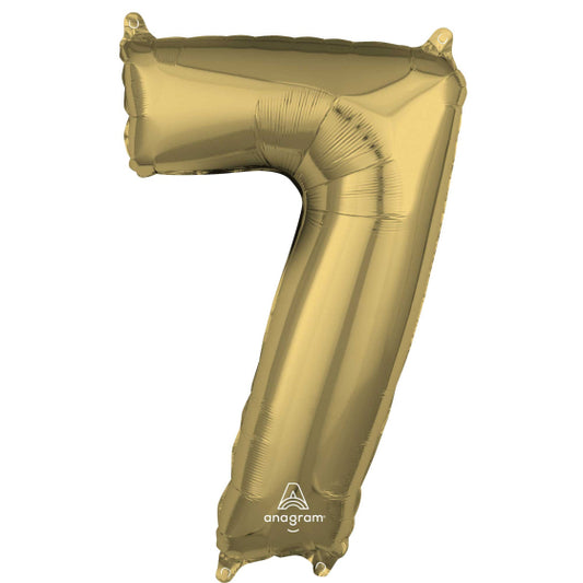 MID-SIZE SHAPE FOIL BALLOON - WHITE GOLD NUMBER 7 - 66CM