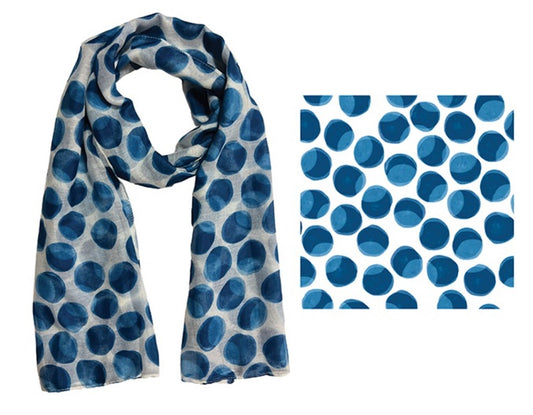 FRANKIE & ME DESIGNER POLYESTER SCARF - WATERCOLOUR SPOTS PRINT