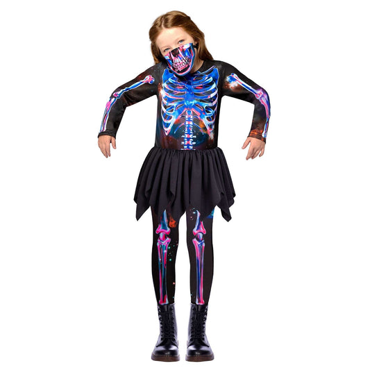 NEON SKELETON GIRLS CHILD COSTUME