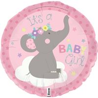 IT'S A BABY GIRL ELEPHANT FOIL BALLOON - 45CM