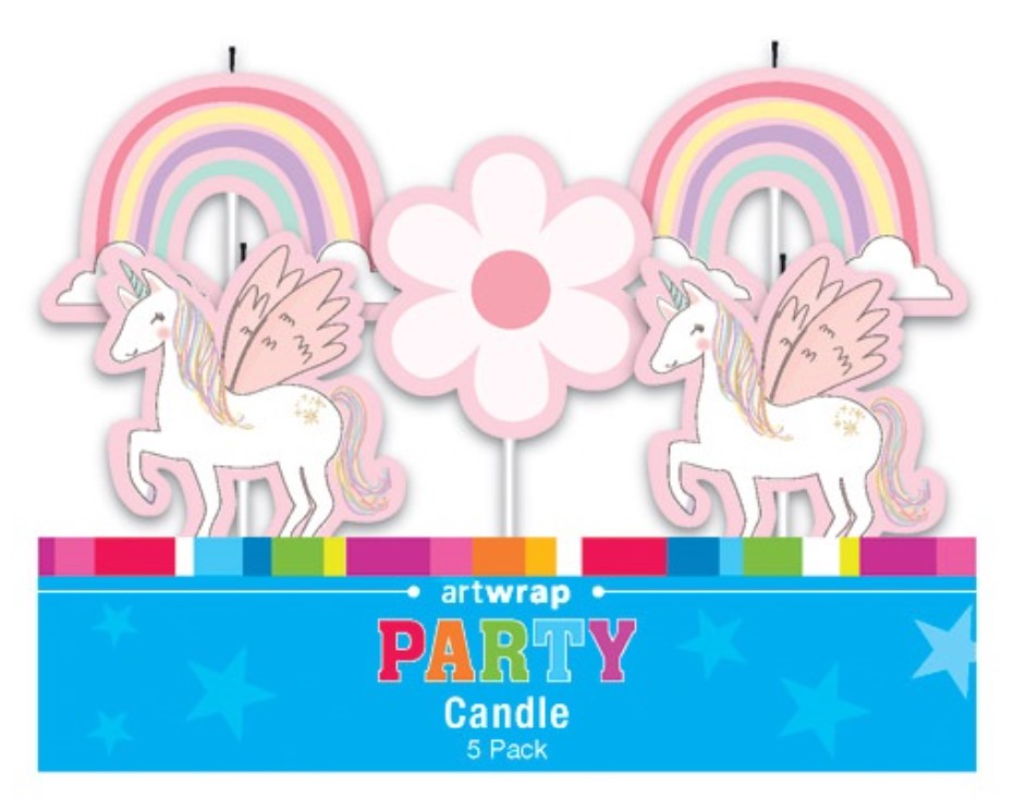 UNICORN PARTY CANDLES - PACK OF 5