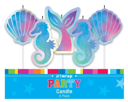 MERMAID UNDER THE SEA PARTY CANDLES - PACK OF 5