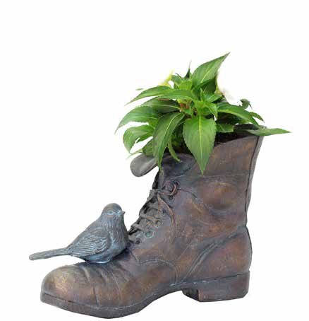 LARGE BOOT PLANTER WITH BIRD