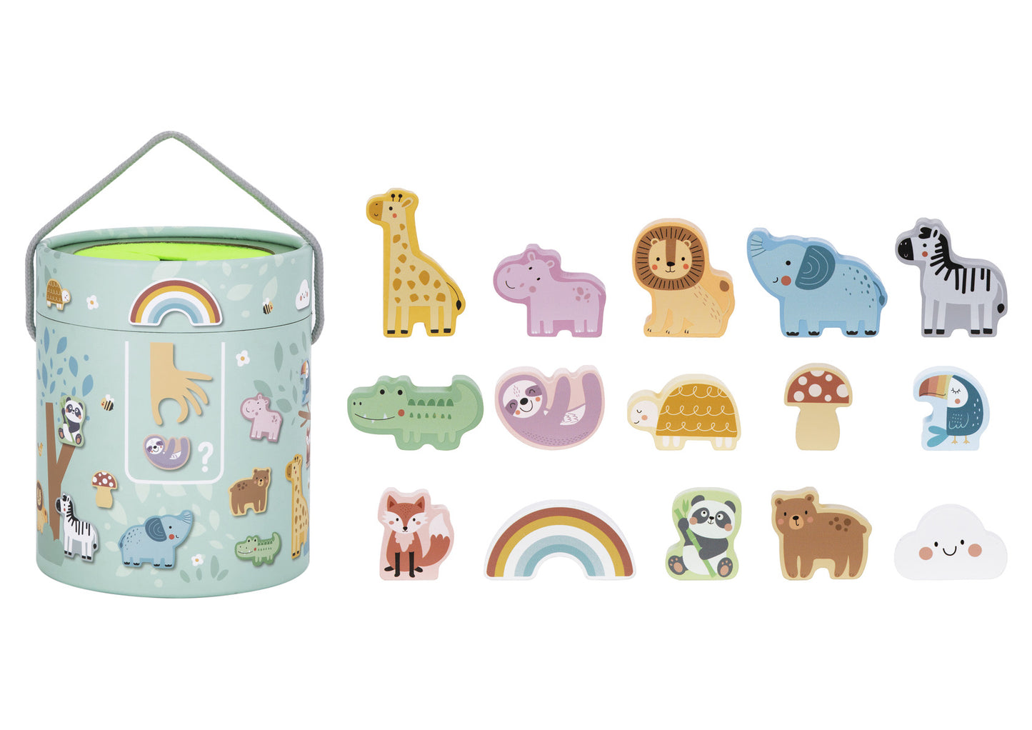 TOOKY TOY ANIMAL SHAPE TOUCH AND MATCH BUCKET - 32 PIECES