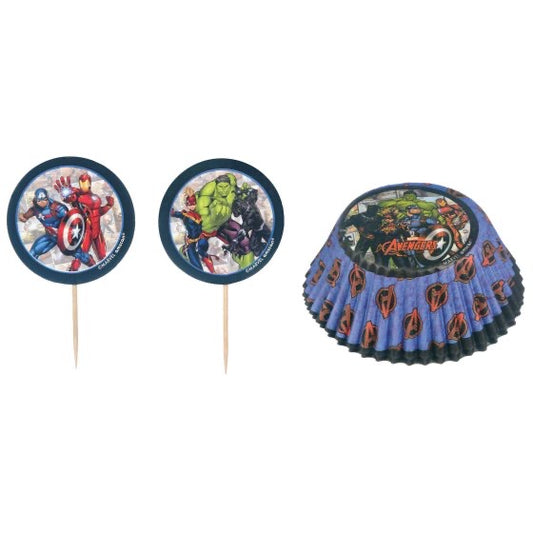 MARVEL AVENGERS UNITE CUPCAKE CASES AND PICKS - PACK OF 24