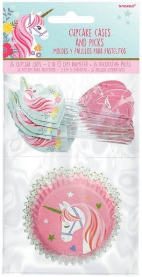 MAGICAL UNICORN CUPCAKE CASES AND PICKS - 24 PACK