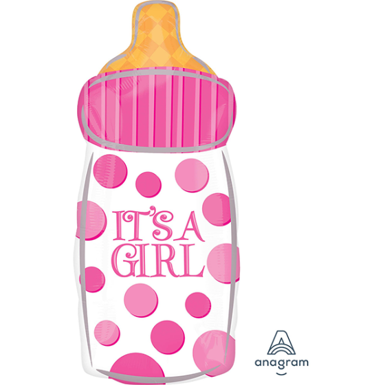 BABY SHOWER BABY BOTTLE IT'S A GIRL FOIL BALLOON - 58CM