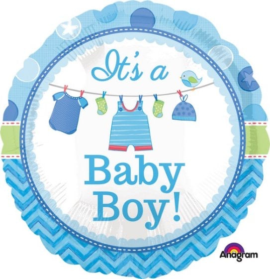 BABY SHOWER IT'S A BABY BOY FOIL BALLOON - 43CM