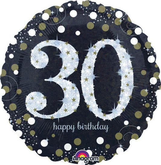 HOLOGRAPHIC SPARKLING CELEBRATE 30TH BIRTHDAY FOIL BALLOON - 45CM