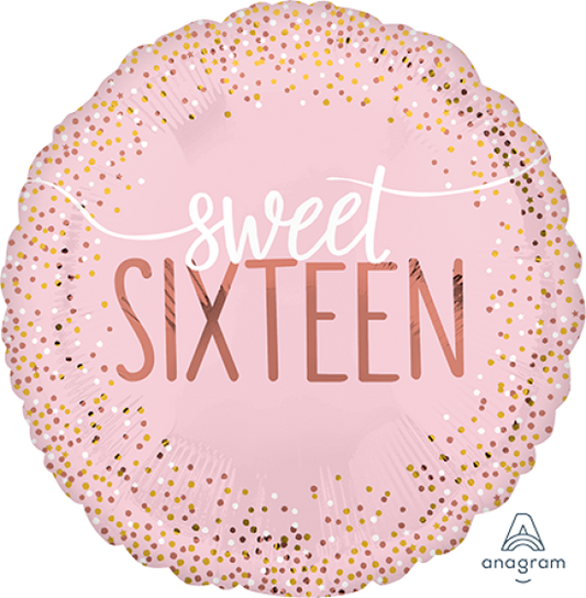 BLUSH SWEET SIXTEEN FOIL BALLOON 43CM