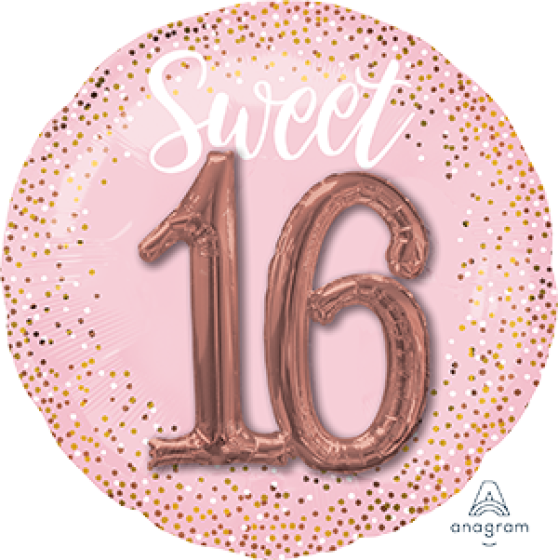 MULTI-BALLOON SWEET SIXTEEN BLUSH FOIL BALLOON 91CM