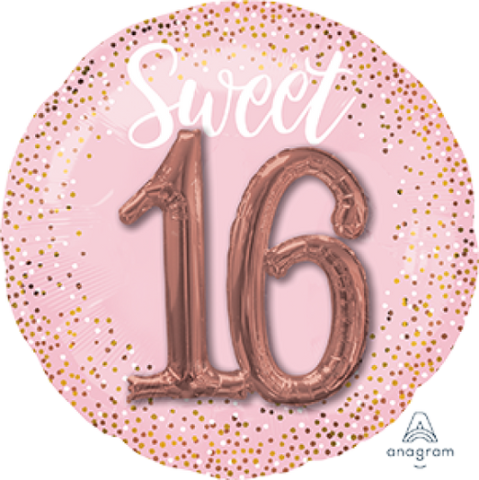 MULTI-BALLOON SWEET SIXTEEN BLUSH FOIL BALLOON 91CM