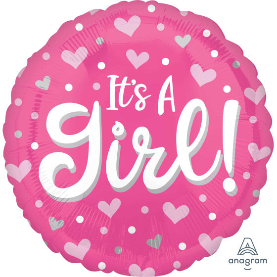 BABY SHOWER IT'S A GIRL FOIL BALLOON - 43CM