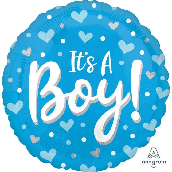 BABY SHOWER IT'S A BOY FOIL BALLOON - 43CM