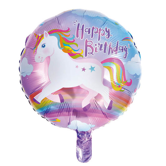 UNICORN HAPPY BIRTHDAY ROUND FOIL BALLOON - 45CM