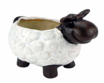 GLAZED CERAMIC SHEEP PLANTER - SMALL