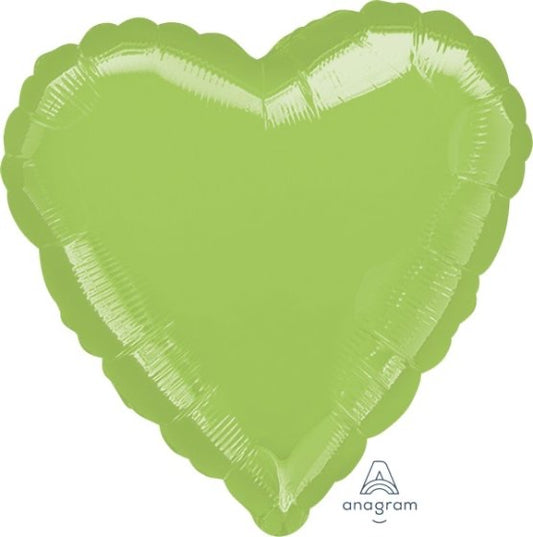 METALLIC LIME GREEN HEART FOIL BALLOON - 45CM