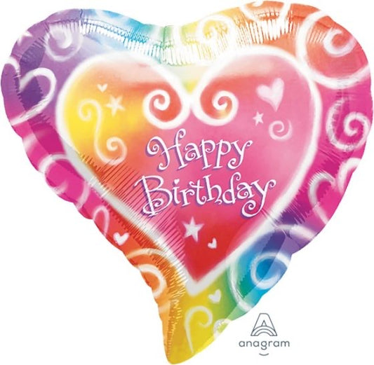 WATERCOLOR HAPPY BIRTHDAY HEART FOIL BALLOON - 45CM