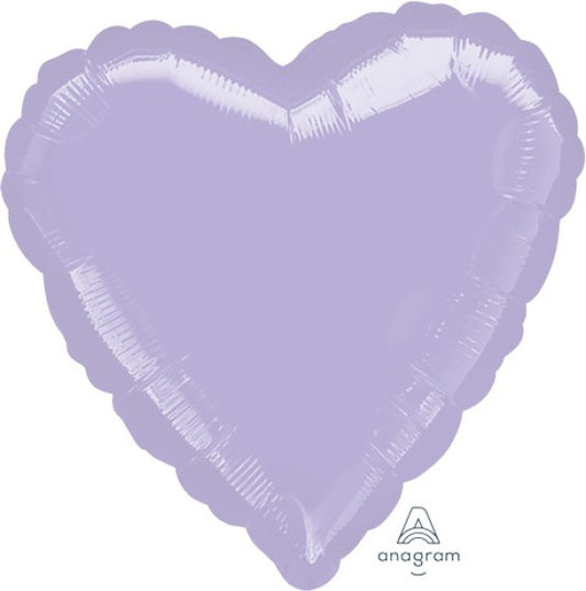 METALLIC PEARL PASTEL LILAC HEART FOIL BALLOON - 45CM