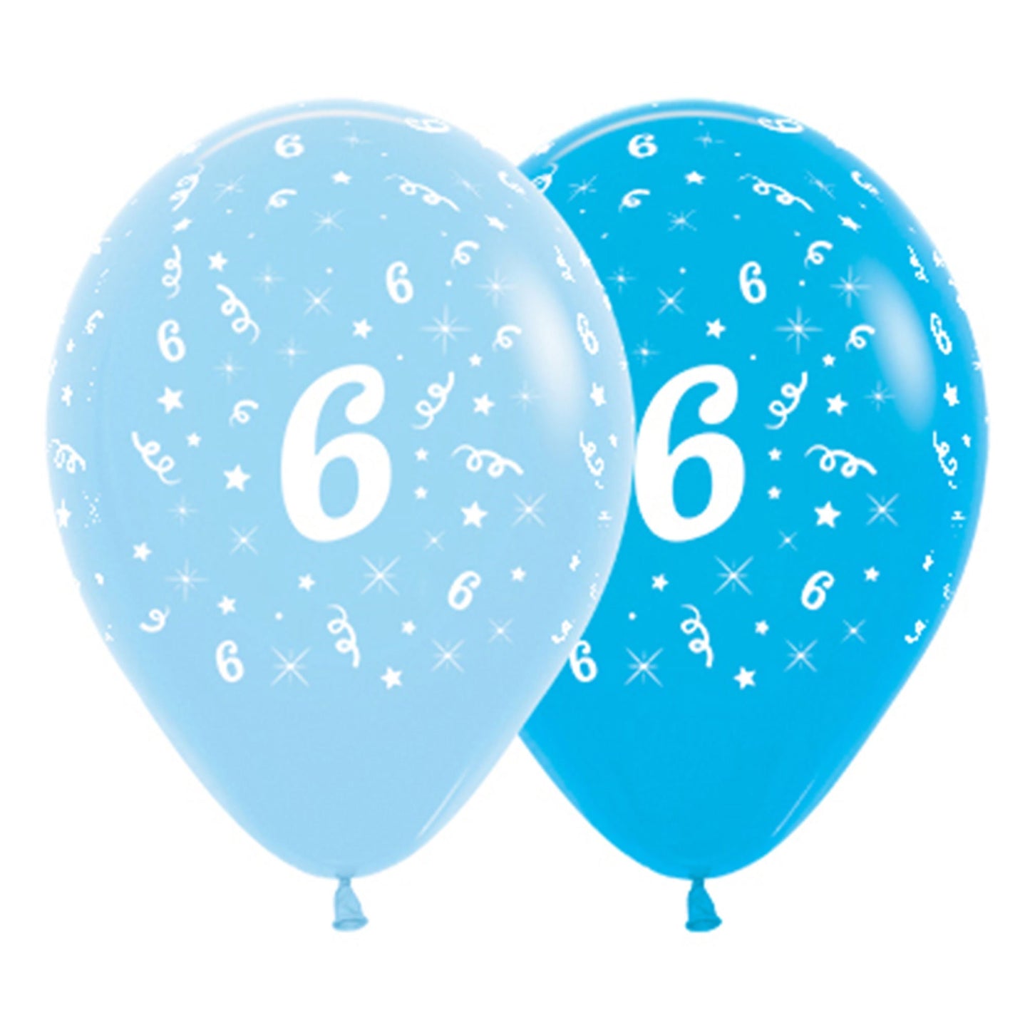 SEMPERTEX BLUE 30CM LATEX BALLOONS - NUMBER 6 - PACK OF 6