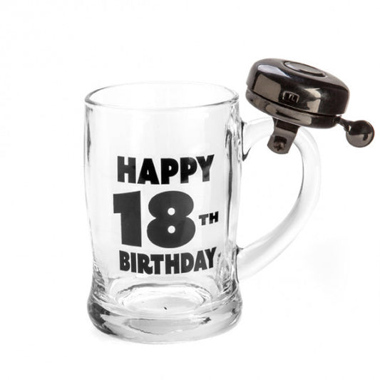 HAPPY 18TH BIRTHDAY BELL GLASS BEER MUG