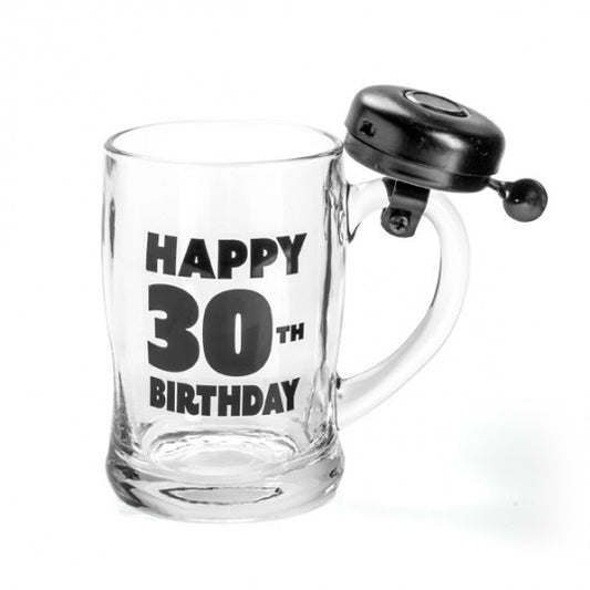 HAPPY 30TH BIRTHDAY BELL GLASS BEER MUG